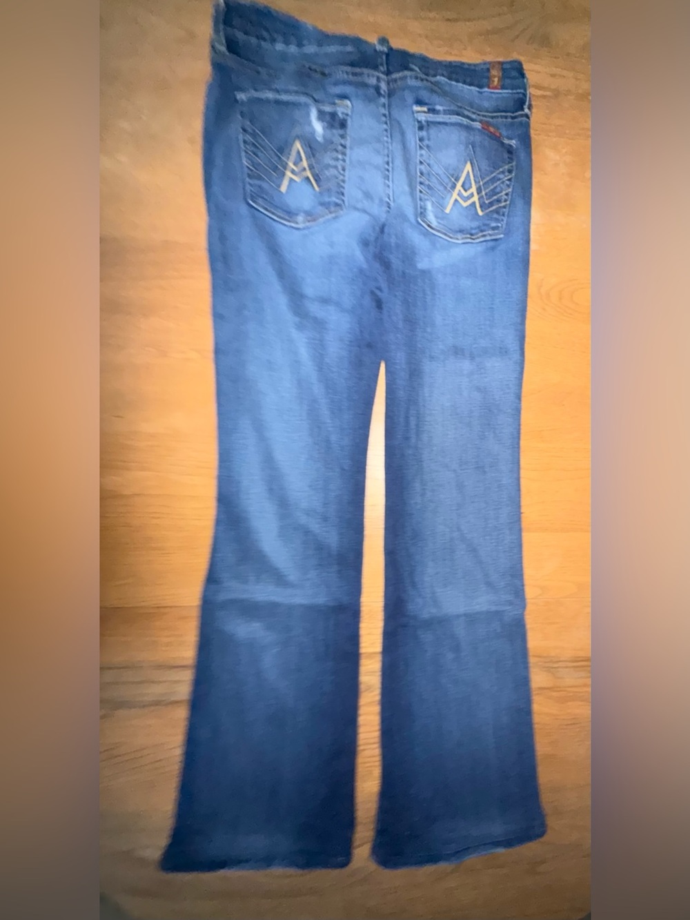 7 For All Mankind Women's Blue Flare Jeans - Picture 3 of 9